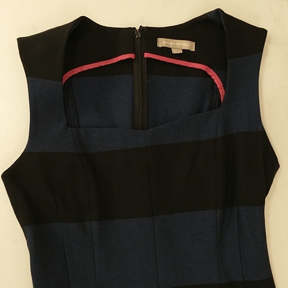 Rugby Stripe Sheath Midi Dress Quality Blue Black - Picture 10 of 10